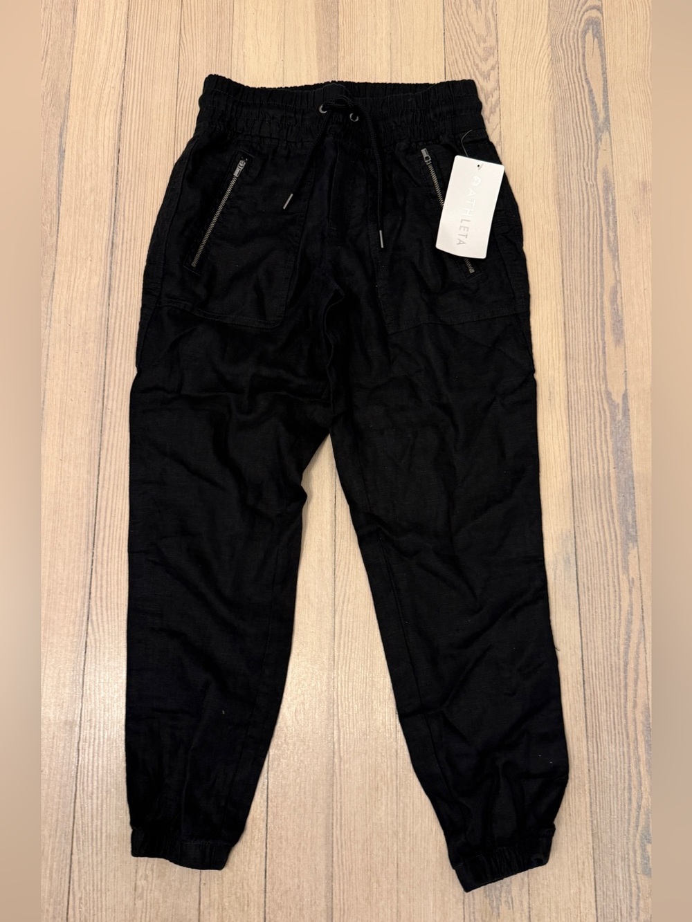 ATHLETA Women’s Cabo Linen Jogger Black 100% Linen Pants NWT Size 0P Petite